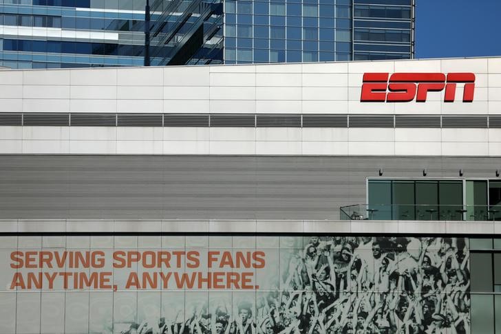 © Reuters. ESPN logo and building are shown in down town Los Angeles, California,