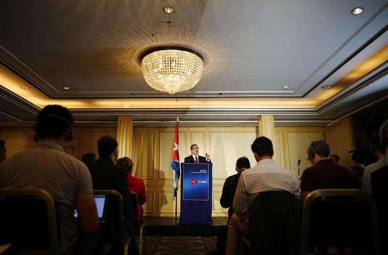 © Reuters. Cuba's Foreign Minister Rodriguez addresses a news conference in Vienna