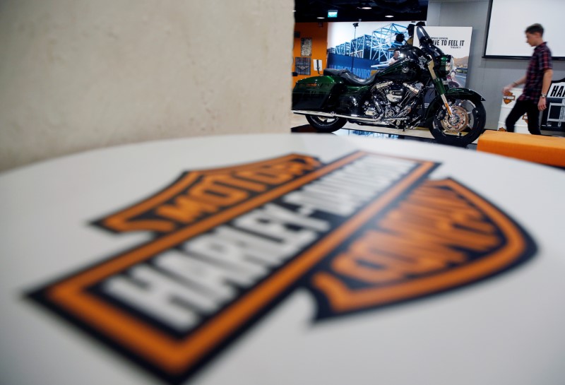 © Reuters. A Harley-Davidson bike is displayed in their head office in Singapore