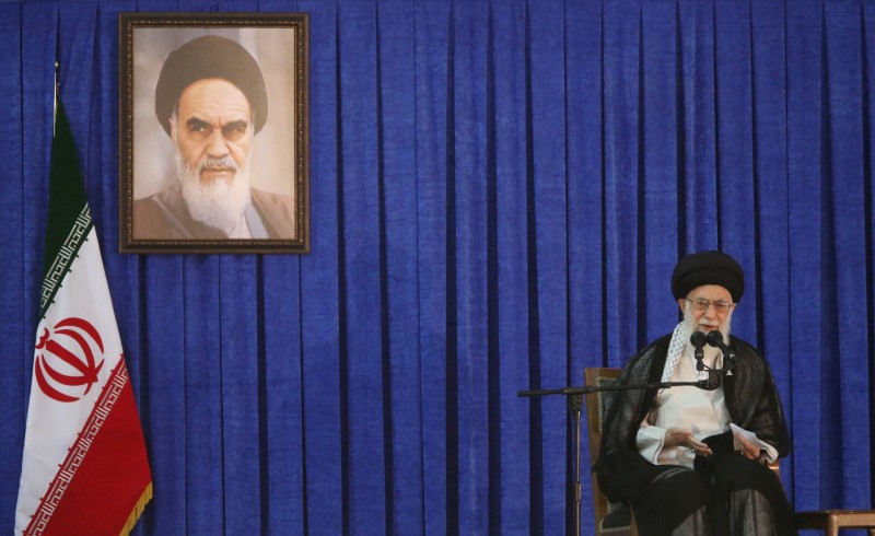 © Reuters. Iran's Supreme Leader Ayatollah Ali Khamenei delivers a speech during a ceremony marking the death anniversary of the founder of the Islamic Republic Ayatollah Ruhollah Khomeini, in Tehran