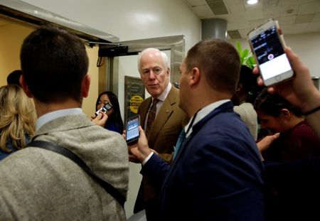 © Reuters. Senate Majority Whip John Cornyn (R-TX) speaks to reporters on Capitol Hill in Washington