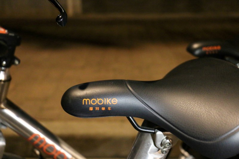 © Reuters. FILE PHOTO: A Mobike sign is seen in Guangzhou