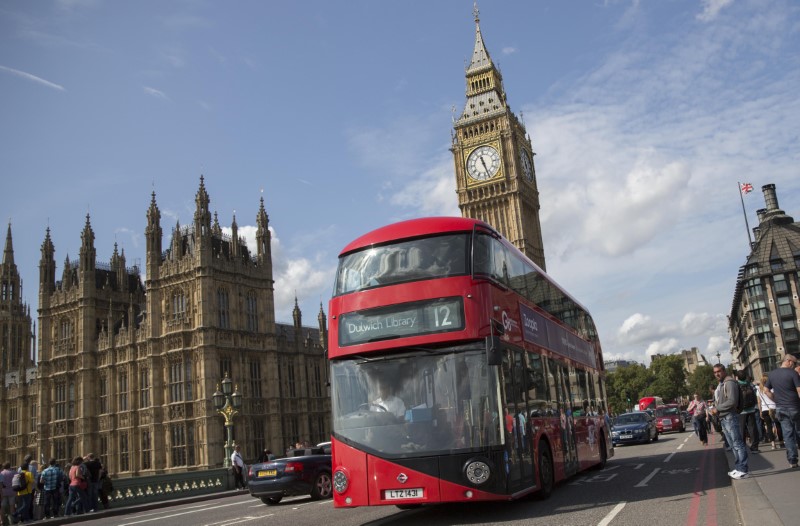 © Reuters. A Go Ahead bus crosses Westminster Bridge in London