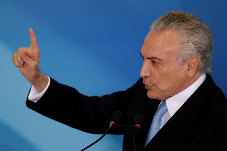 © Reuters. Presidente Michel Temer durante cerimônia no Palácio do Planalto, em Brasília