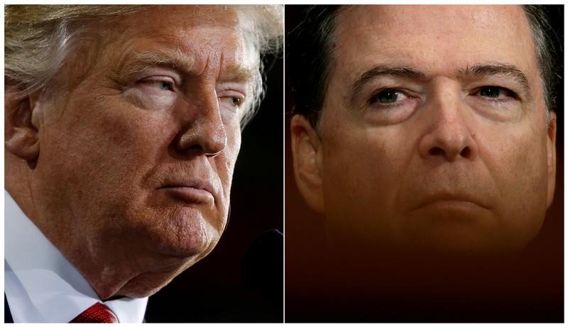 © Reuters. FILE PHOTO: Combination of file photos of U.S. President Donald Trump and FBI Director James Comey