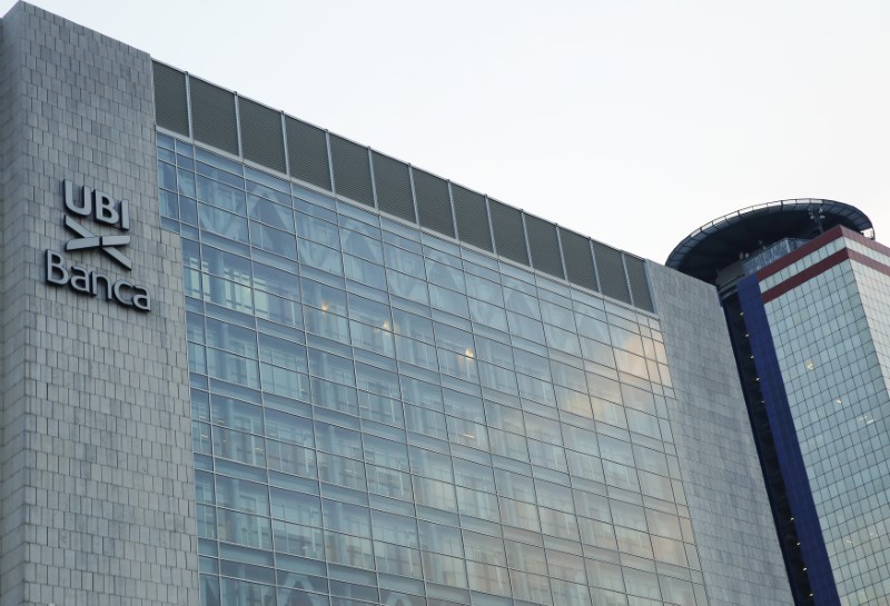 © Reuters. The headquarter of UBI bank is seen in Brescia