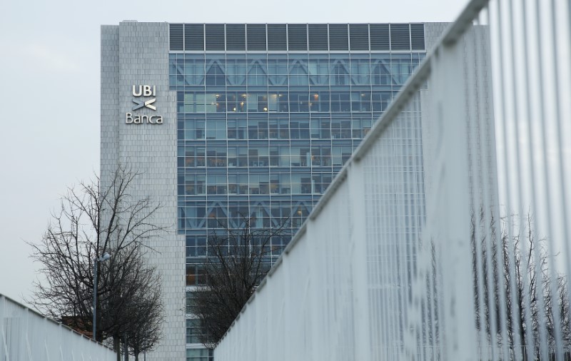 © Reuters. The headquarter of UBI bank is seen in Brescia