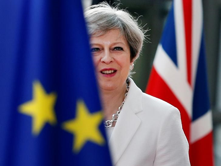 © Reuters. Primeira-ministra britânica, Theresa May, em cúpula da União Europeia em Bruxelas, na Bélgica