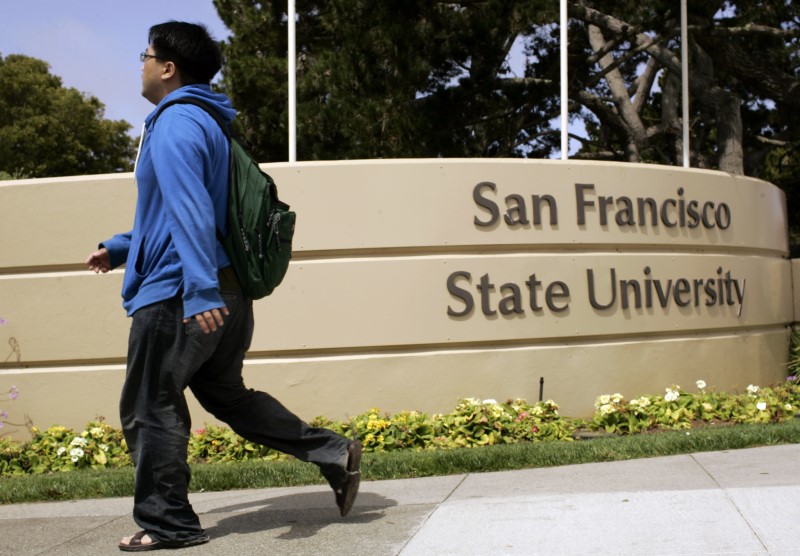 © Reuters. Student walks on the campus of San Francisco State University in San Francisco