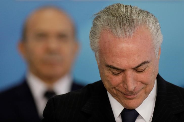 © Reuters. O presidente brasileiro Michel Temer durante cerimônia no Palácio do Planalto, em Brasília