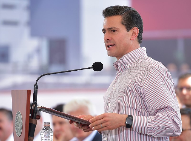 © Reuters. Mexico's President Enrique Pena Nieto delivers a speech during an event in Lagos de Moreno