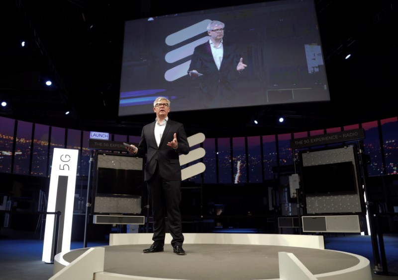 © Reuters. FILE PHOTO: Ekholm, President and CEO of Ericsson, delivers his speech at Mobile World Congress in Barcelona