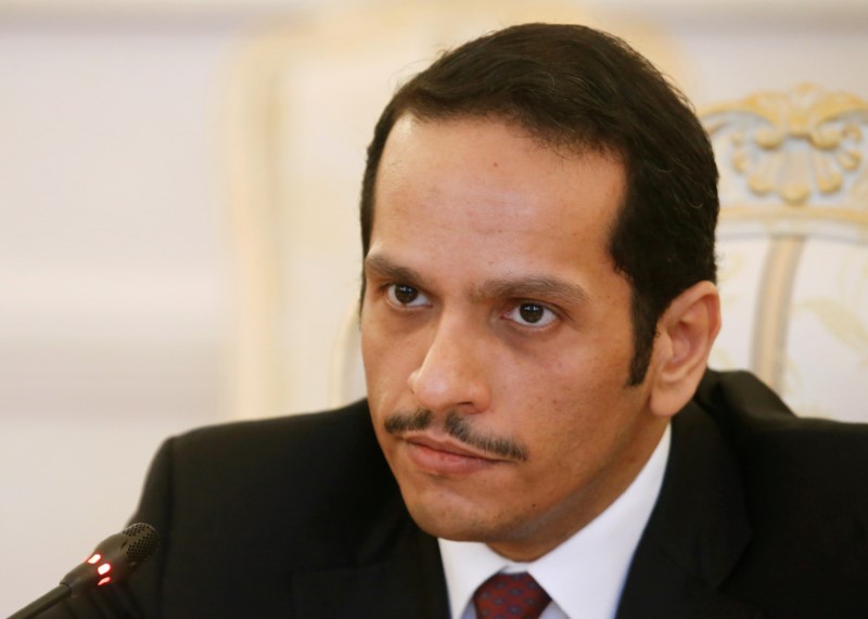 © Reuters. FILE PHOTO: Qatari Foreign Minister Sheikh Mohammed bin Abdulrahman bin Jassim Al-Thani attends a meeting with Russian Foreign Minister Sergei Lavrov in Moscow
