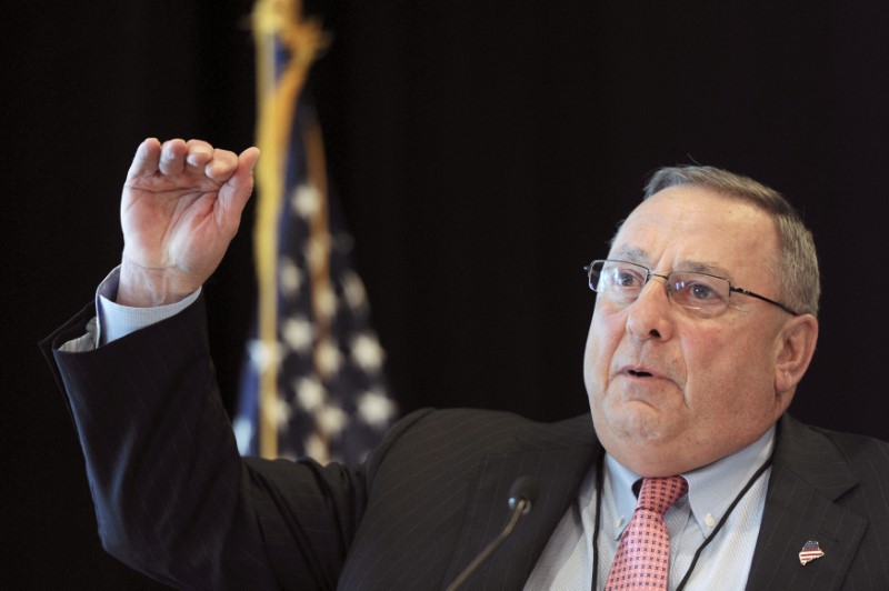 © Reuters. FILE PHOTO: Maine Governor Paul LePage speaks at the 23rd Annual Energy Trade and Technology Conference in Boston