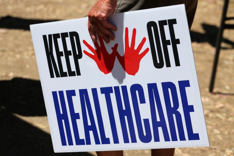 © Reuters. Republican healthcare bill protested outside congressman Issa's office