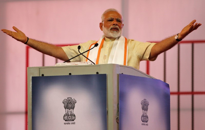 © Reuters. India's PM Modi Modi addresses a gathering during his visit to Gandhi Ashram in Ahmedabad