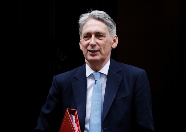 © Reuters. Britain's Chancellor of the Exchequer Philip Hammond leaves Downing Street in London