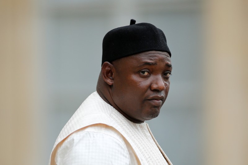 © Reuters. FILE PHOTO: Gambian President Adama Barrow leaves the Elysee Palace after a meeting with French President in Paris