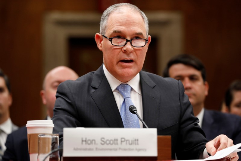 © Reuters. Environmental Protection Agency Administrator Scott Pruitt testifies before a Senate Appropriations Subcommittee on Capitol Hill in Washington