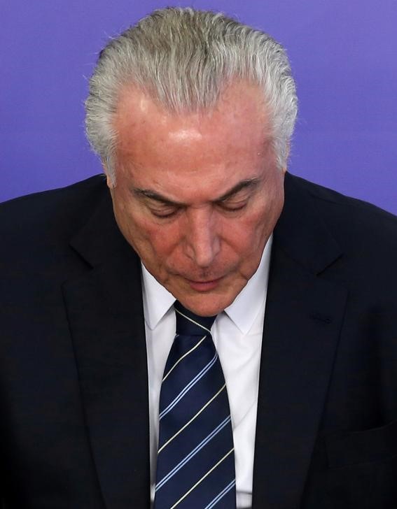 © Reuters. Presidente Michel Temer durante cerimônia no Palácio do Planalto, em Brasília