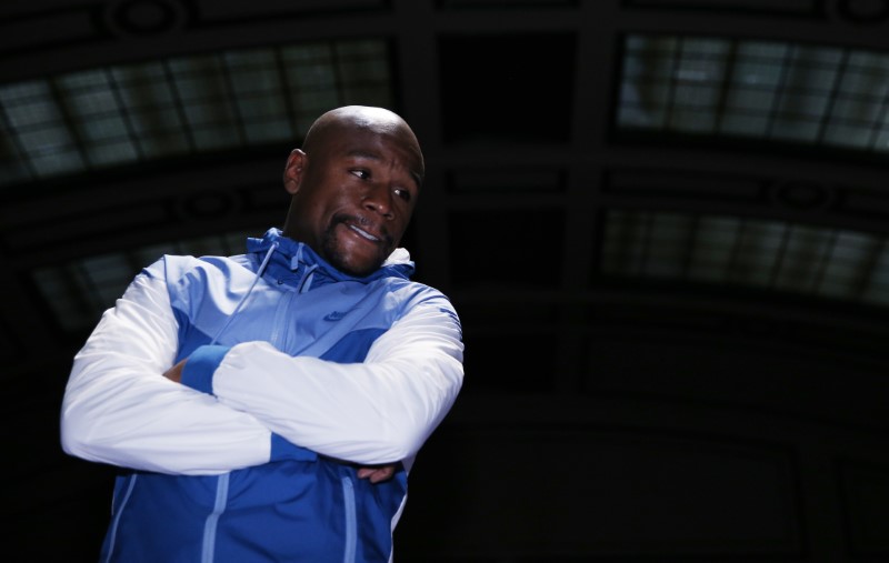 © Reuters. Floyd Mayweather during the work out