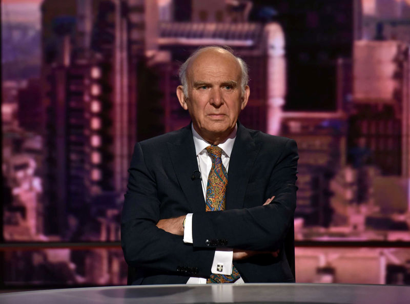 © Reuters. British Liberal Democrat Member of Parliament, Vince Cable, appears on the BBC's The Andrew Marr Show in London