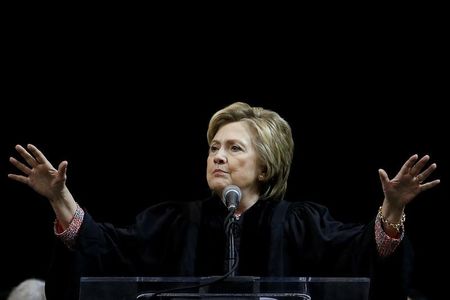 © Reuters. Former Secretary of State Hillary Clinton speaks on stage during a commencement for Medgar Evers College in the Brooklyn borough of New York City