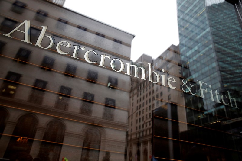 © Reuters. FILE PHOTO: Signage is seen at the Abercrombie & Fitch store on Fifth Avenue in Manhattan, New York City, U.S.