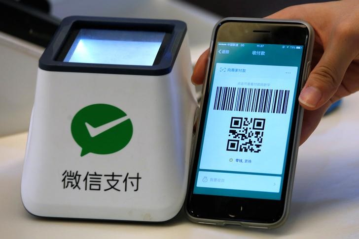 © Reuters. Demostração do sistema da WeChat Pay em Guangzhou, China