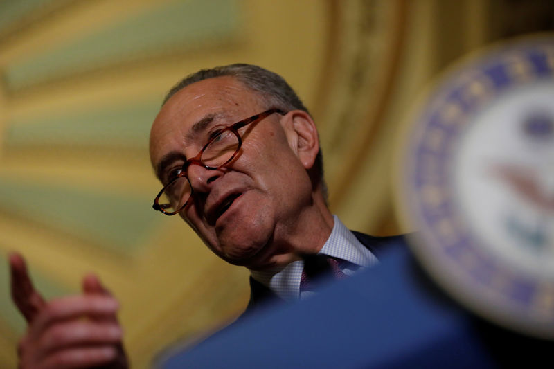 © Reuters. Senate Minority Leader Chuck Schumer speaks to the media about plans to repeal and replace Obamacare on Capitol Hill in Washington