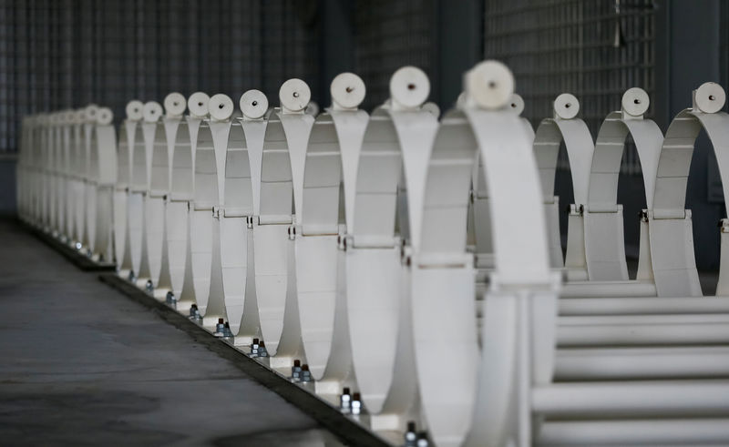 © Reuters. Mounts for containers with uranium hexafluoride salt, raw material for nuclear reactors, are seen at the IAEA Low Enriched Uranium (LEU) Bank, at the Ulba Metallurgical Plant in Oskemen