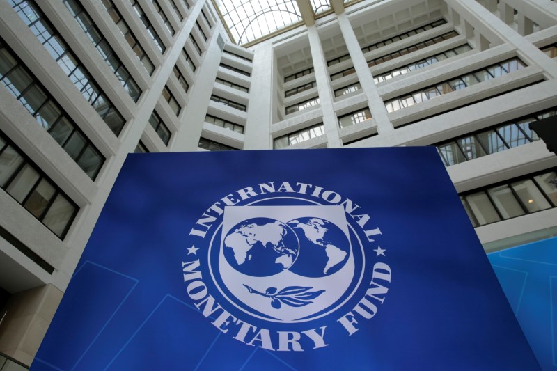 © Reuters. International Monetary Fund logo is seen