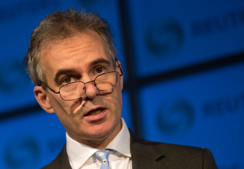 © Reuters. Deputy Governor of the Bank of England Ben Broadbent speaks at a Reuters Newsmaker event at Canary Wharf in London