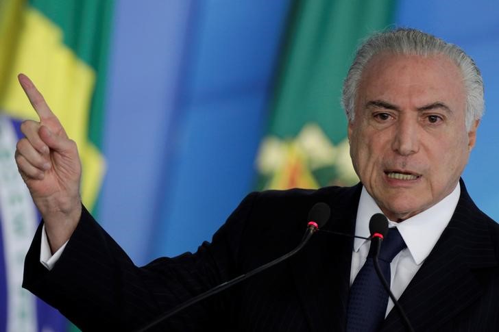 © Reuters. Presidente Michel Temer durante cerimônia no Palácio do Planalto, em Brasília