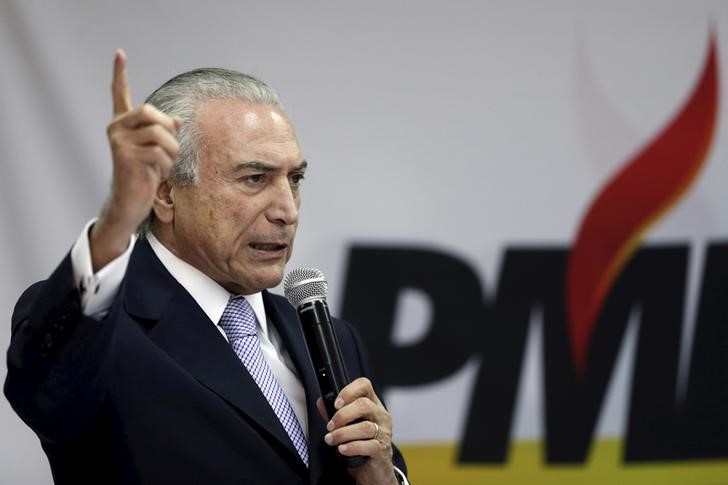 © Reuters. Presidente Michel Temer durante encontro do PMDB em Brasília