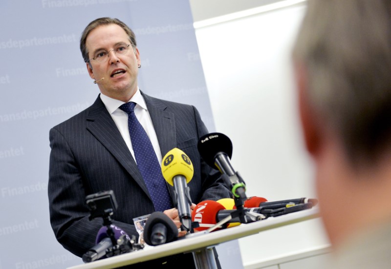 © Reuters. Swedish Finance Minister Anders Borg speaks during a news conference in Stockholm