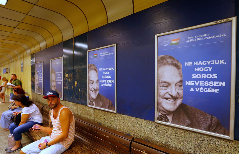 © Reuters. Hungarian government poster portraying financier George Soros in Budapest