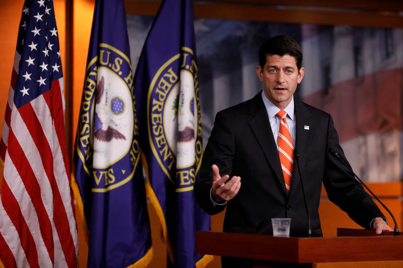 © Reuters. Speaker of the House Paul Ryan takes questions about the Senate health care bill during his weekly press conference on Capitol Hill in Washington