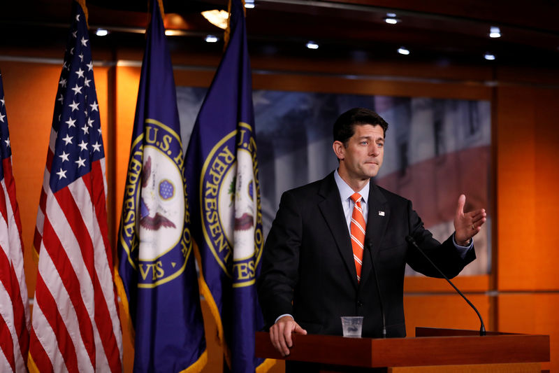 © Reuters. Speaker of the House Paul Ryan takes questions about the Senate health care bill during his weekly press conference on Capitol Hill in Washington