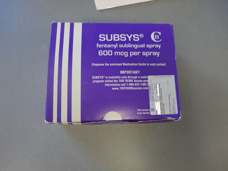 © Reuters. A box of the Fentanyl-based drug Subsys, made by Insys Therapeutics Inc, is seen in an undated photograph provided by the U.S. Attorney's Office for the Southern District of Alabama