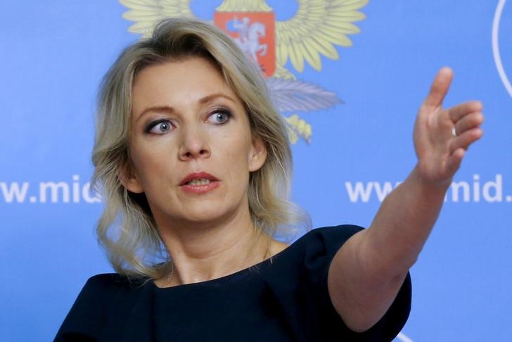 © Reuters. Spokeswoman of the Russian Foreign Ministry Zakharova attends a news briefing in Moscow