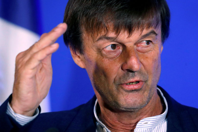 © Reuters. French Minister of Ecological and Social Transition Nicolas Hulot attends a news conference to present his five-year " Climate plan" in Paris