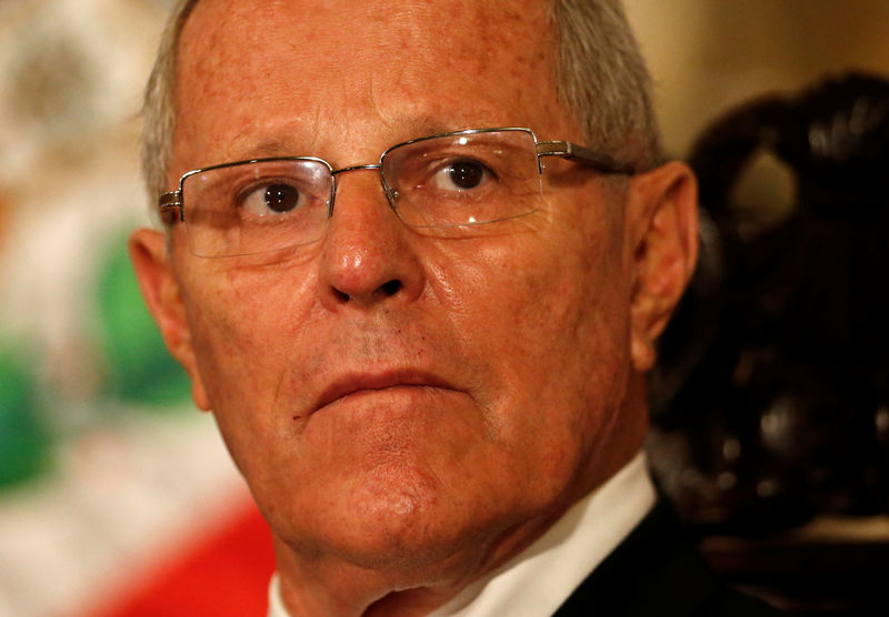 © Reuters. Peru's President Pedro Pablo Kuczynski attends a binational cabinet meeting at the Government Palace in Lima