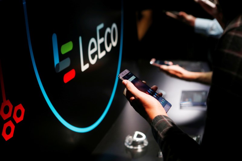 © Reuters. LeEco's new Le Pro3 phone is on display during a press event in San Francisco
