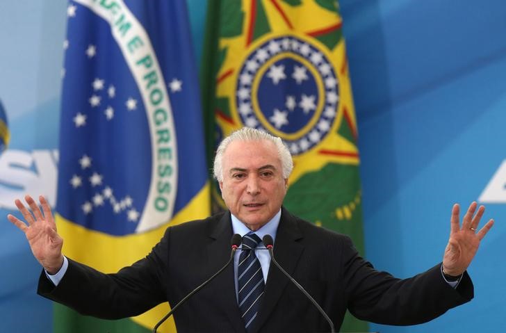 © Reuters. Presidente Michel Temer durante cerimônia  no Palácio do Planalto, em Brasília