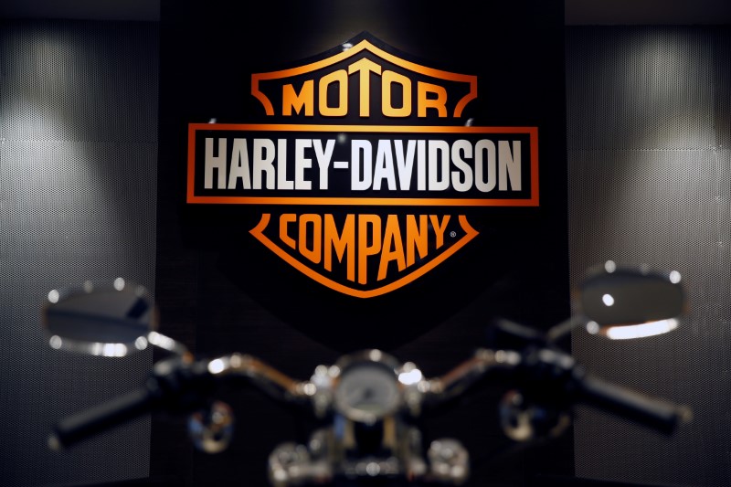 © Reuters. A Harley-Davidson bike is displayed in their office in Singapore