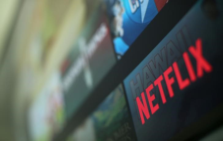 © Reuters. The Netflix logo is pictured on a television in this illustration photograph taken in Encinitas California