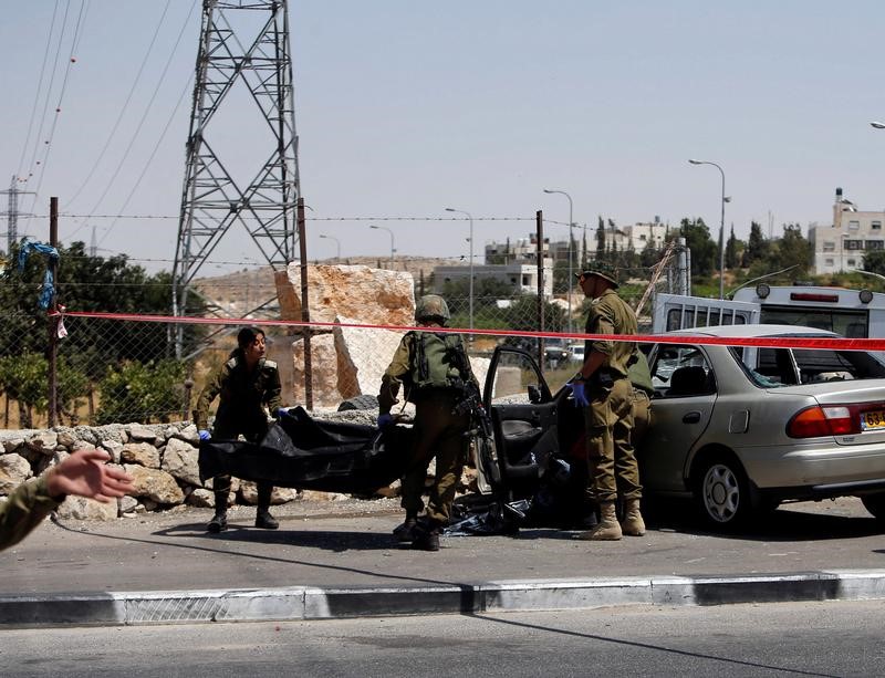 © Reuters. الجيش الإسرائيلي: مقتل فلسطيني بالرصاص بعد أن دهس جنودا بسيارة
