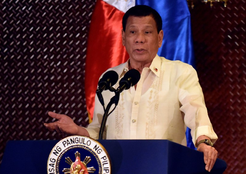 © Reuters. Presidente das Filipinas, Rodrigo Duterte, durante cerimônia no Palácio Presidencial em Manila