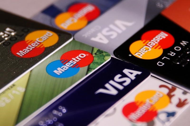© Reuters. View shows various credit cards